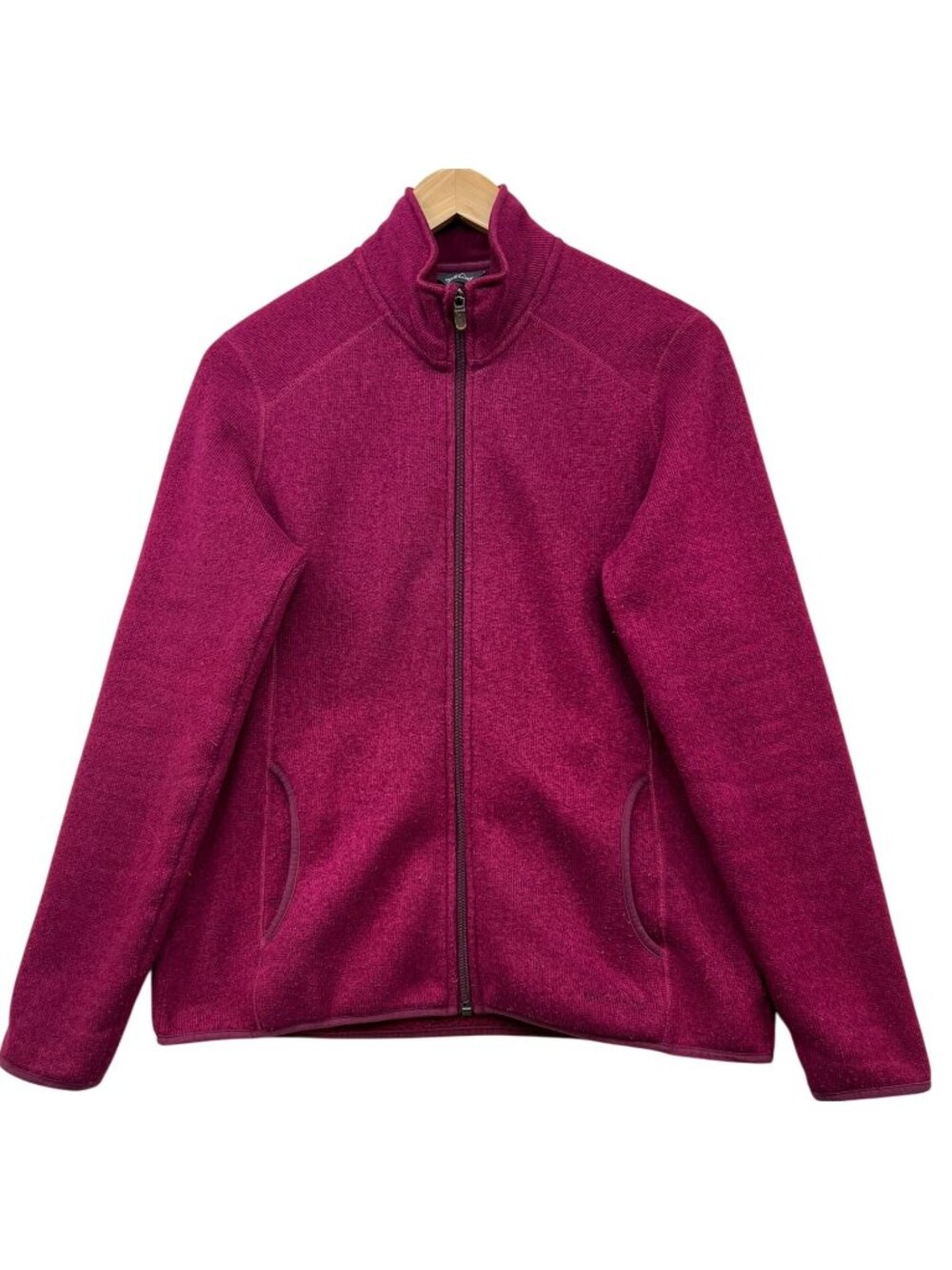 Eddie Bauer Women's Full Zip Fleece Jacket Long Sleeve Size L Magenta Pockets